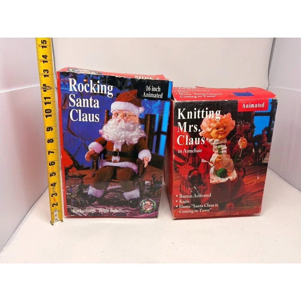Vintage Gemmy Animated Santa Claus & Mrs Claus Christmas Figures Lot Of 2 Tested
